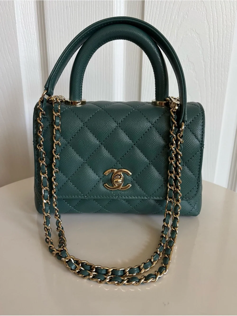 CHANEL Mini Coco Handle in petrol green